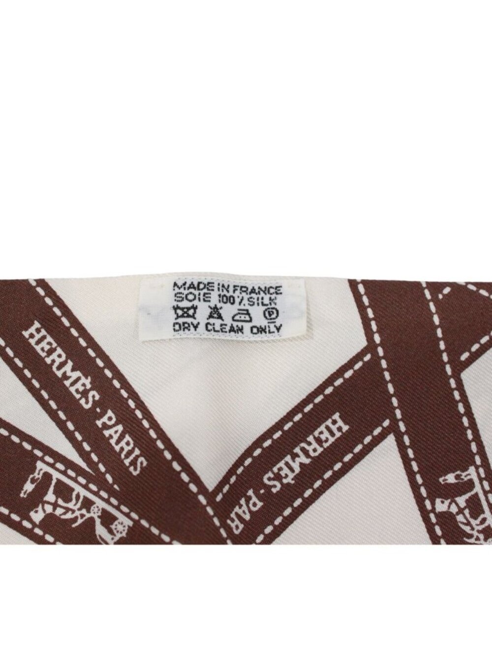 Hermes Twilly Bolduc Silk Ivory Brown Scarf - Picture 4 of 6